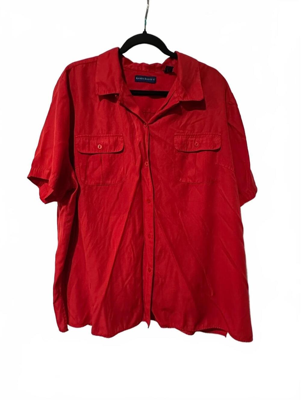 Karen Scott red short sleeve blouse